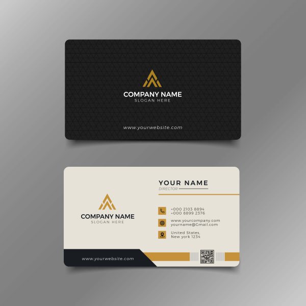 Professional Modern Black & Yellow Business Card