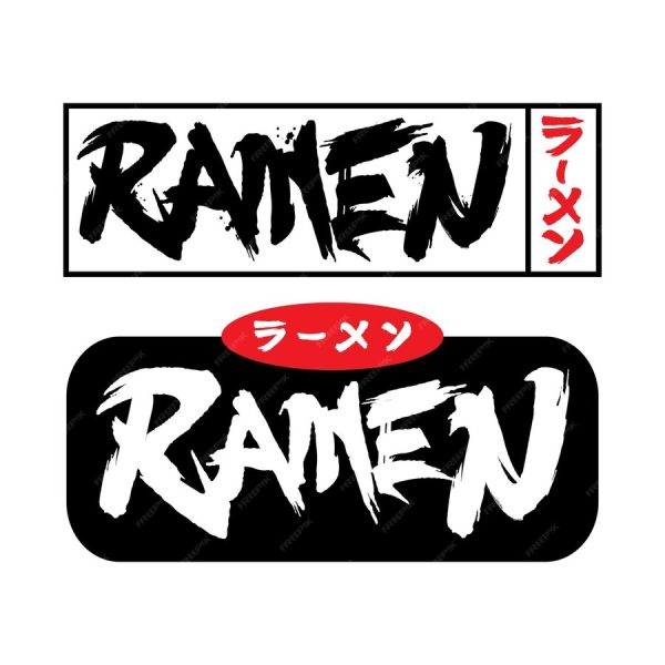 Vector Illustration Ramen Text Logo and Japanese Calligraphy