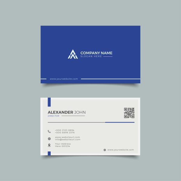 Professional Modern Blue & White Business Card