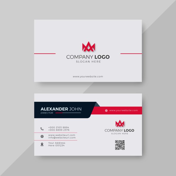 Professional Elegant Red & White Business Card