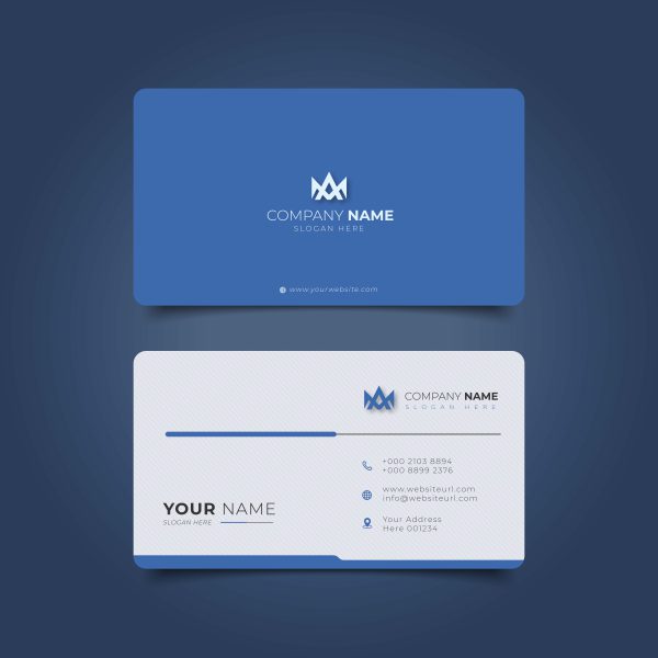 Professional Elegant Blue & White Business Card