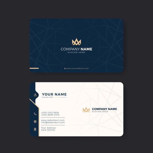 Professional Elegant Black Gold & White Business Card